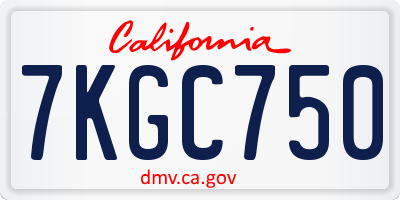 CA license plate 7KGC750