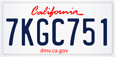 CA license plate 7KGC751