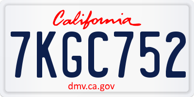 CA license plate 7KGC752