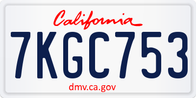 CA license plate 7KGC753