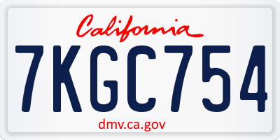 CA license plate 7KGC754
