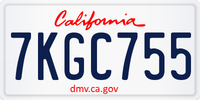CA license plate 7KGC755