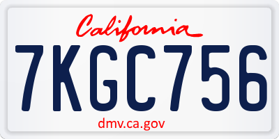 CA license plate 7KGC756