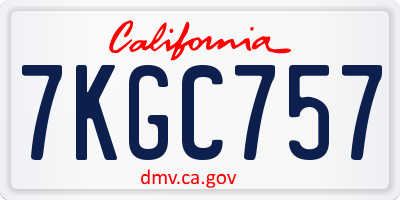 CA license plate 7KGC757