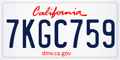 CA license plate 7KGC759