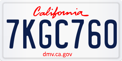 CA license plate 7KGC760