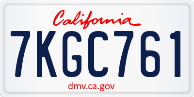 CA license plate 7KGC761