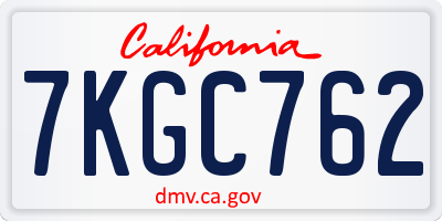 CA license plate 7KGC762