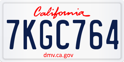 CA license plate 7KGC764