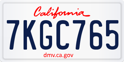 CA license plate 7KGC765