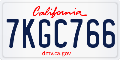 CA license plate 7KGC766
