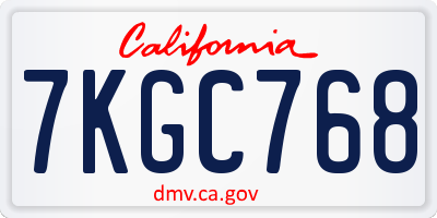 CA license plate 7KGC768