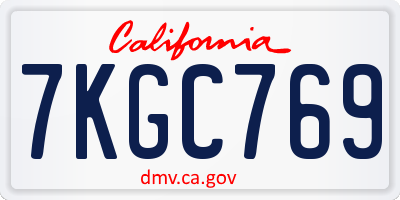 CA license plate 7KGC769