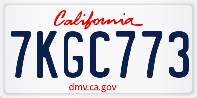 CA license plate 7KGC773