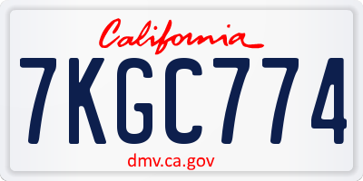 CA license plate 7KGC774