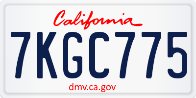 CA license plate 7KGC775