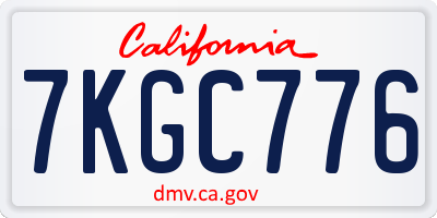 CA license plate 7KGC776