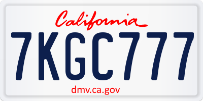CA license plate 7KGC777