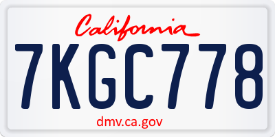 CA license plate 7KGC778