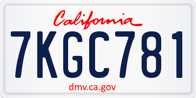 CA license plate 7KGC781