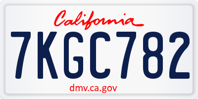 CA license plate 7KGC782