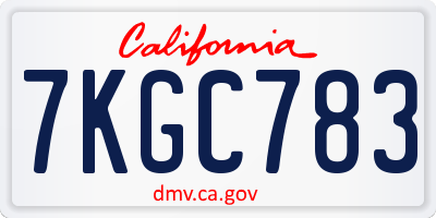 CA license plate 7KGC783