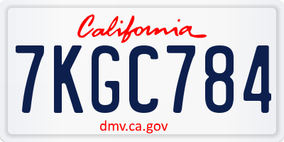 CA license plate 7KGC784