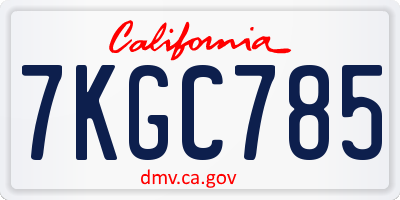CA license plate 7KGC785