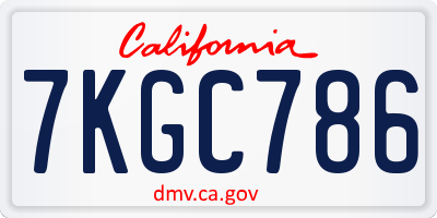 CA license plate 7KGC786