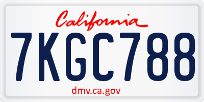 CA license plate 7KGC788