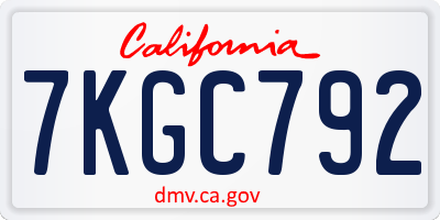 CA license plate 7KGC792