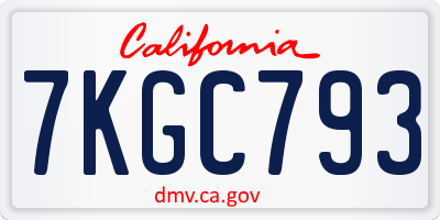 CA license plate 7KGC793