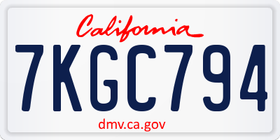 CA license plate 7KGC794