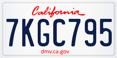 CA license plate 7KGC795