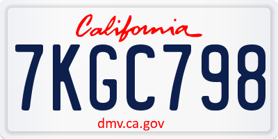 CA license plate 7KGC798