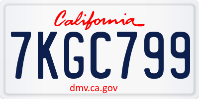 CA license plate 7KGC799