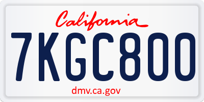 CA license plate 7KGC800