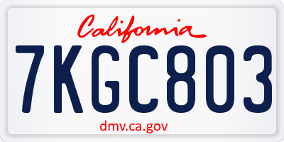 CA license plate 7KGC803