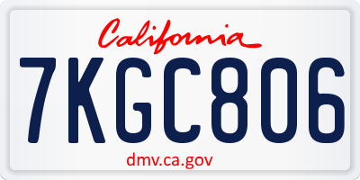 CA license plate 7KGC806