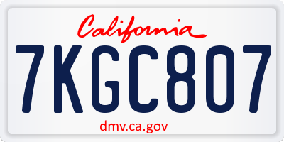 CA license plate 7KGC807