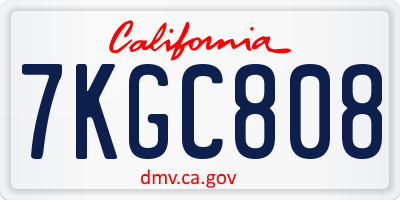 CA license plate 7KGC808