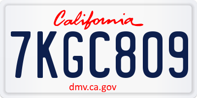 CA license plate 7KGC809