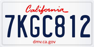CA license plate 7KGC812