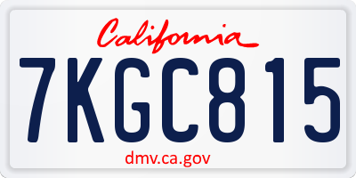 CA license plate 7KGC815