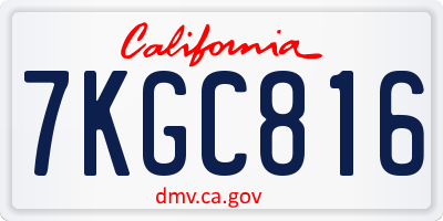 CA license plate 7KGC816