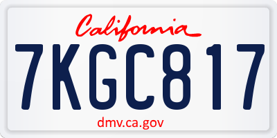 CA license plate 7KGC817