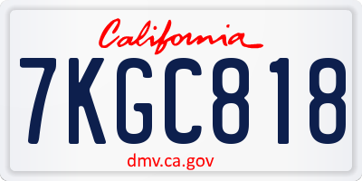 CA license plate 7KGC818