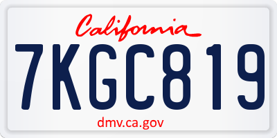 CA license plate 7KGC819