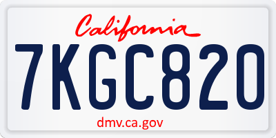 CA license plate 7KGC820