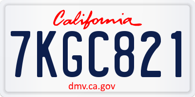 CA license plate 7KGC821